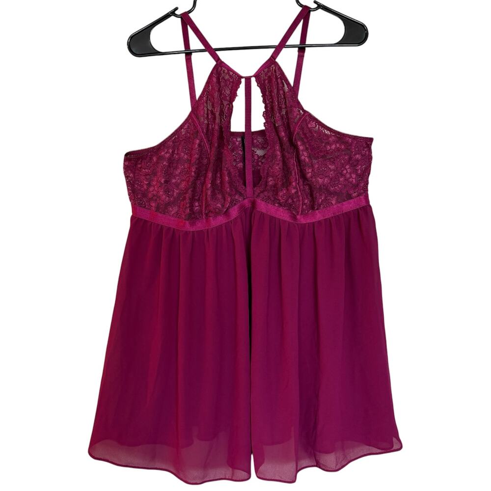 Torrid Curve Burgundy Sheer Lace & Mesh Babydoll Lingerie Dress Size 3 3X/22-24